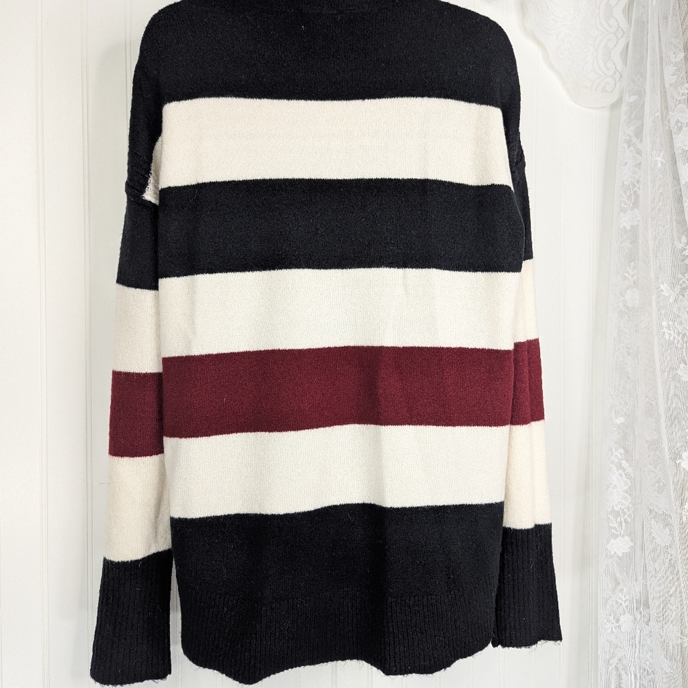 PER SE Striped Turtleneck Tunic Sweater Sz L - Picture 8 of 11